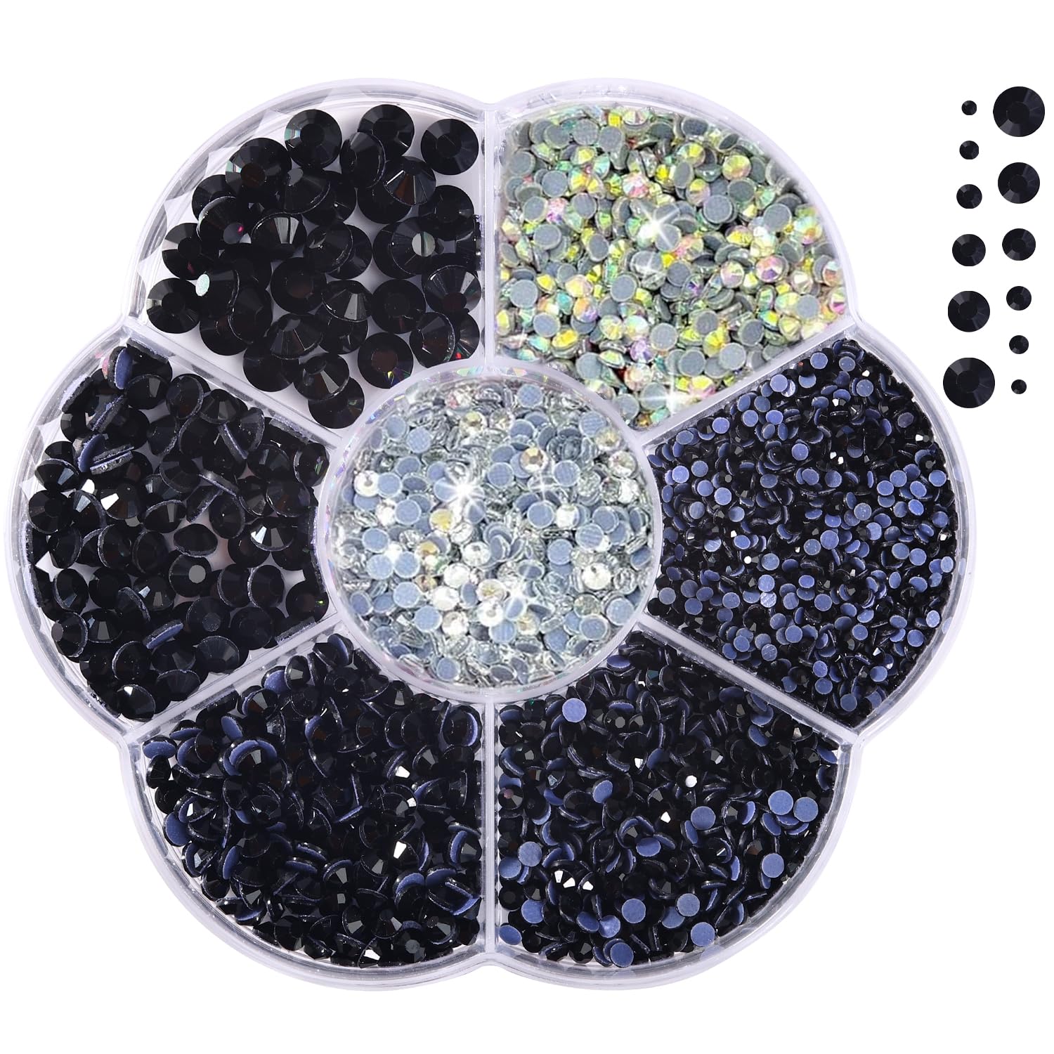 Strass Manualidades Ropa 5000 Piedras De Estrás Hotfix Negras - 21 Colores, 5 Tamaños Para Manualidades Y Decoración De Ropa Strass Negro Manualidades