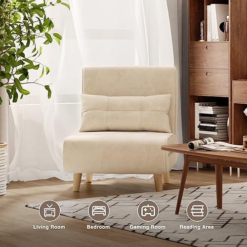 Miniatura 8 de Aiho Sofá Cama Futón, Silla Cama Convertible 3 en 1, Silla Futón con Respaldo Ajustable de 6 Niveles y Almohada para Cuarto de Huéspedes,