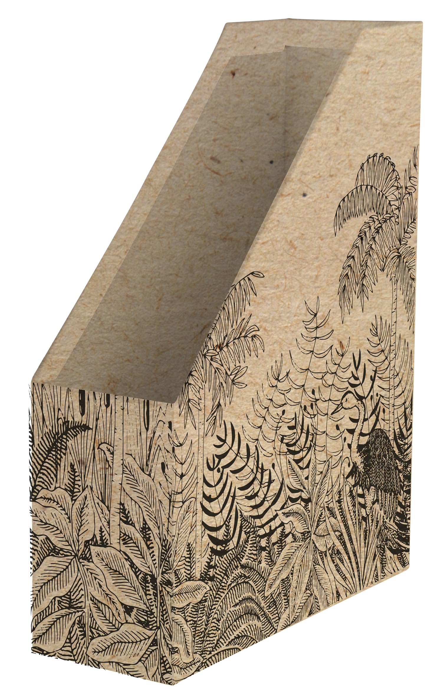 Clairefontaine 116048C - A Nature Motif Cardboard Magazine Holder on Kraft Paper 25x10x32.5cm - Home Office - Kraft Paper Finish - Le Cerisier Blanc Collection