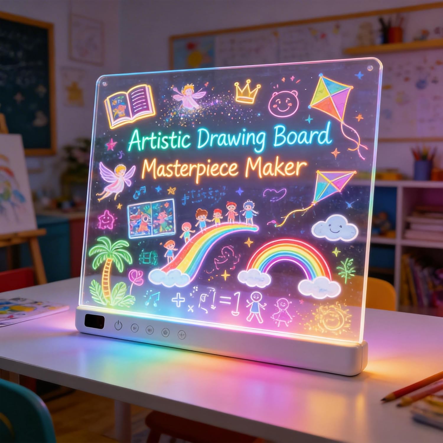 Rechargeable Doodle Glow LED Note Board, Kids Light Up Drawing Board, LED Drawing Tablet