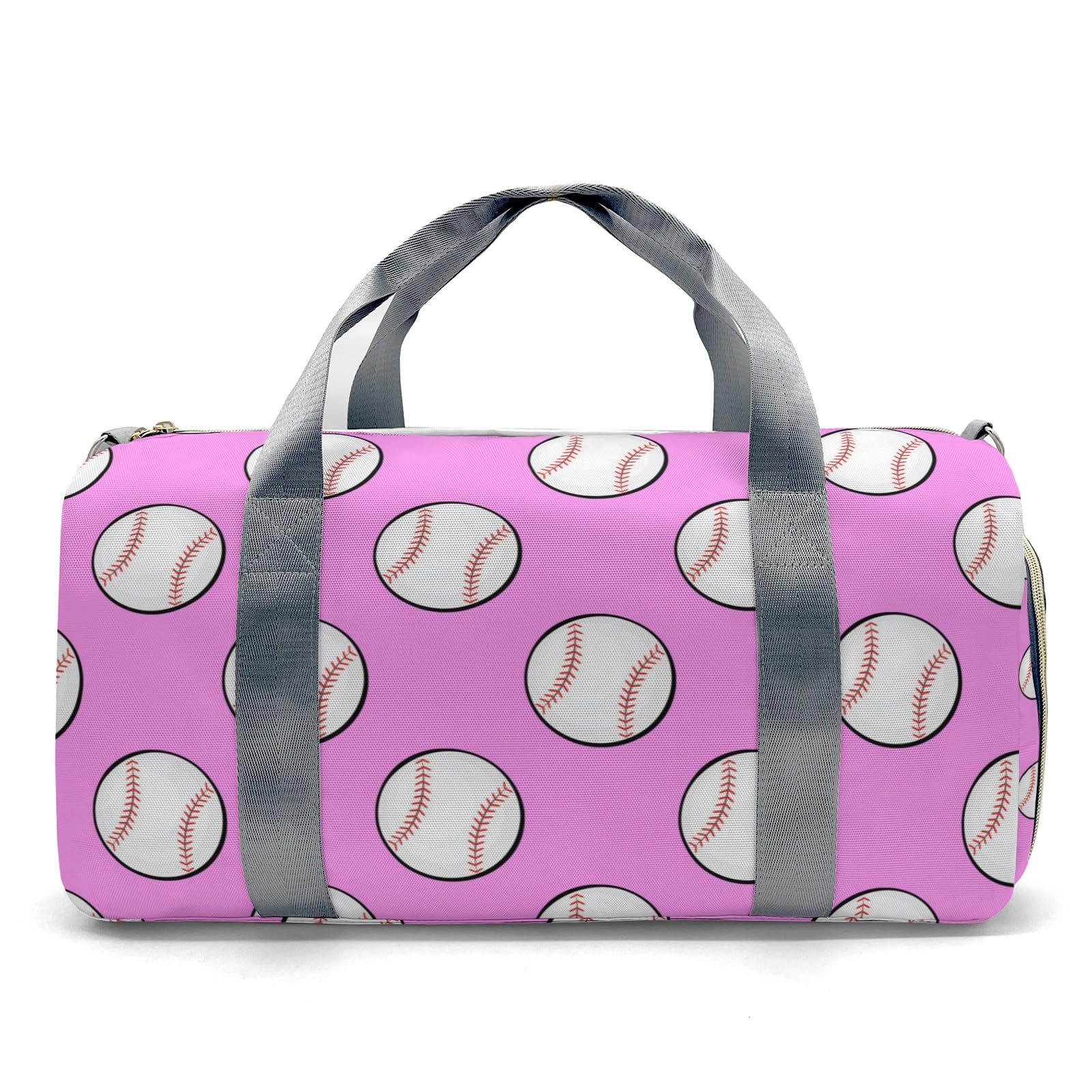 Pink Baseball Waterproof Duffel Bag Gym Dance Sport Perform Training Travel Bag for Teens Adults Women Men