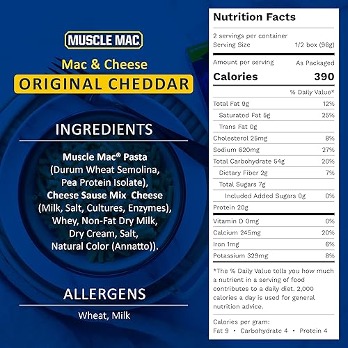 Miniatura 5 de Muscle Mac Cena de macarrones y queso con alto contenido de proteínas con queso real, 0.71 oz de proteína, 6.75 oz (paquete de 10)