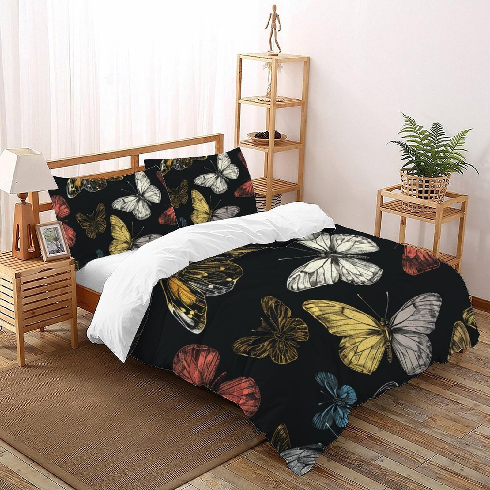 Parure de lit super king imprimé papillon de qualité supérieure en microfibre