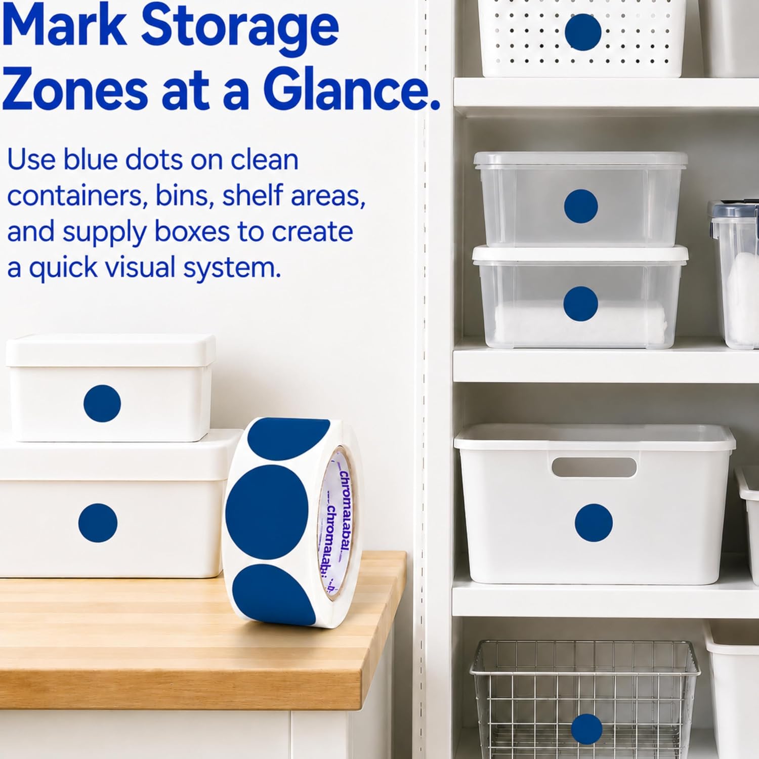ChromaLabel 2 Inch Round Dark Blue Dot Stickers, 500/Roll image 5