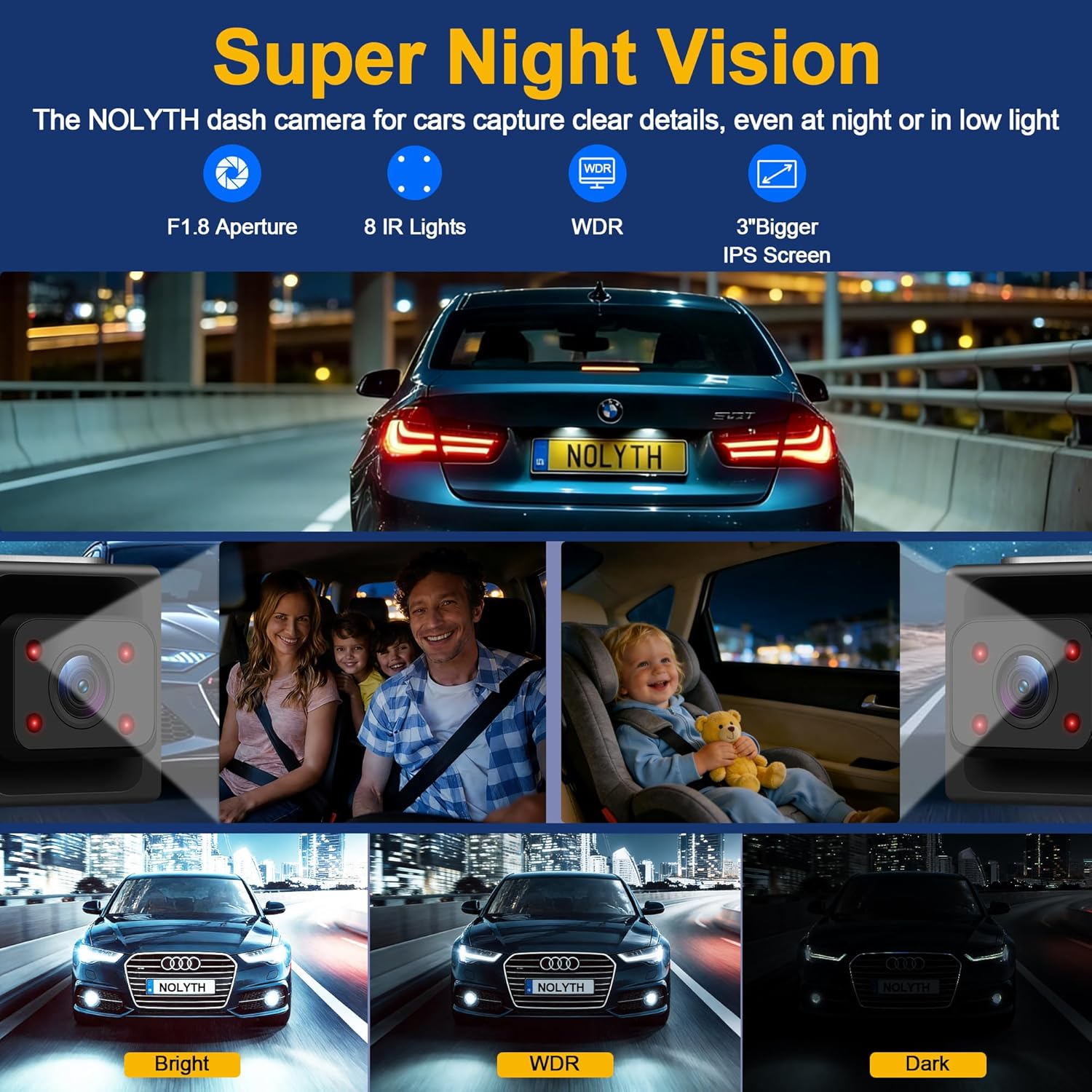 4 Channel Dash Cam Front and Rear: 2K Front 1080P Rear Inside/Cabin Dash Camera for Cars with 5G Wi-Fi 64GB Card Night Vision G-Sensor 360° View for New Drivers Families Uber/Lyft Drivers 5