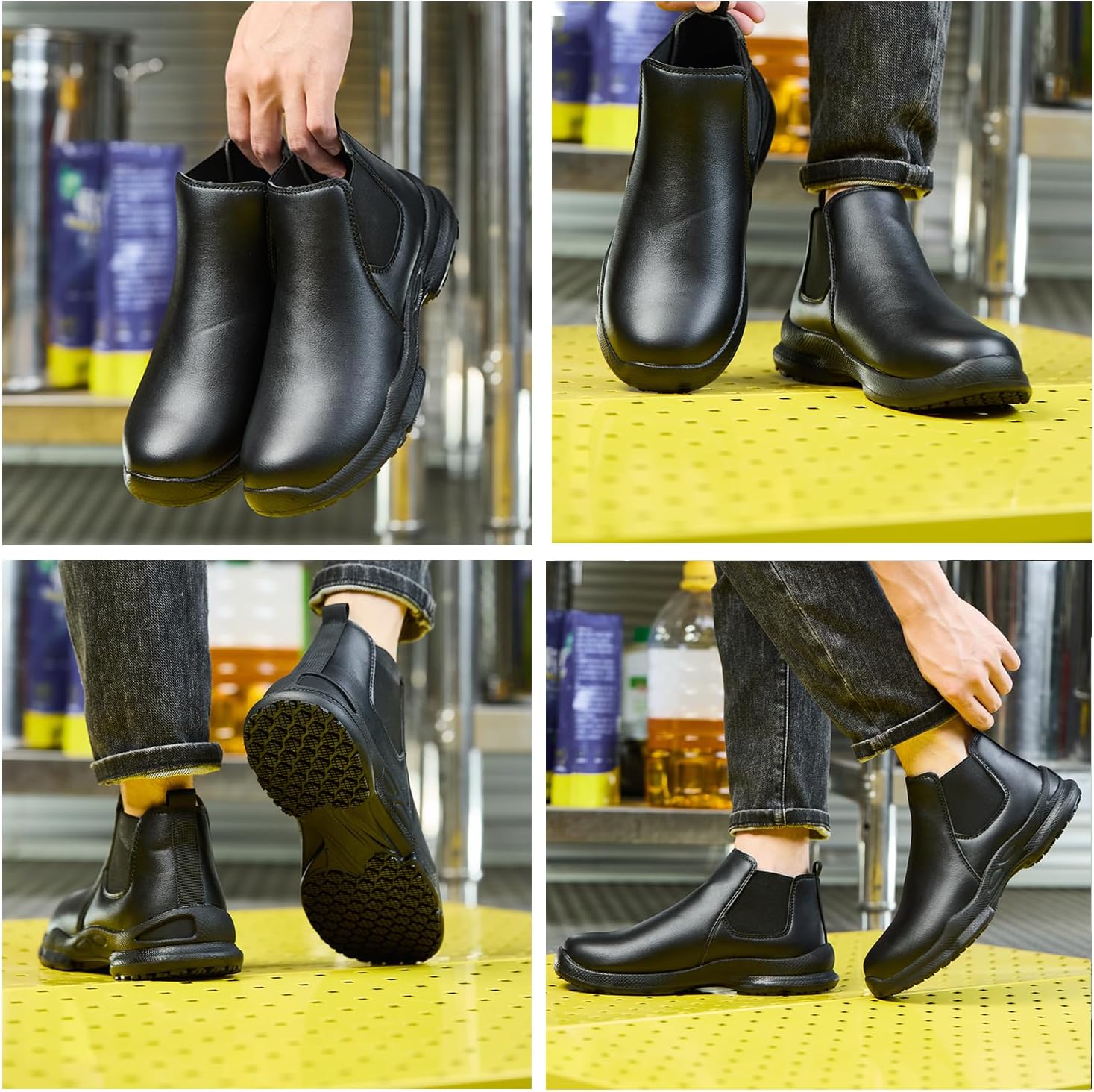 PJZHJ Non Slip Shoes for Men Oil-Proof and Waterproof Chef Shoes Comfortable Slip Resistant Work Shoes for Kitchen Hospital - Image 2