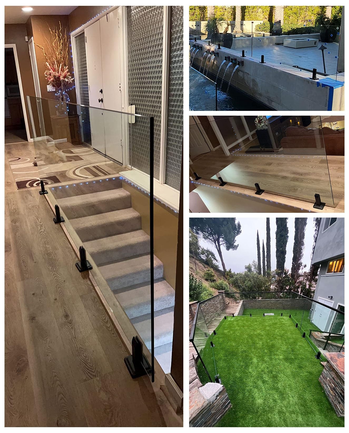 Abrazaderas de vidrio para barandilla de balcón, soportes de espiga de placa de vidrio templado, construcción de acero inoxidable para una instalación segura