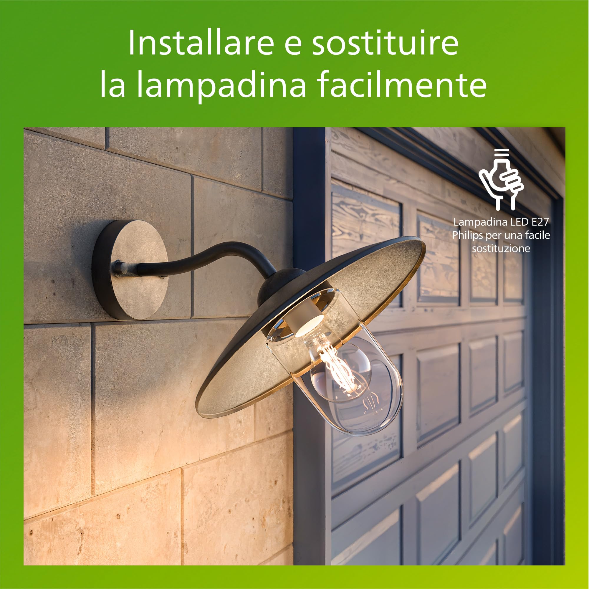 PHILIPS Hammock Applique LED, Lampada da Esterno, Resistente a Intemperie IP44, Durevole, Alluminio, Design Classico, Nero, Lampadina E27 Venduta Separatamente