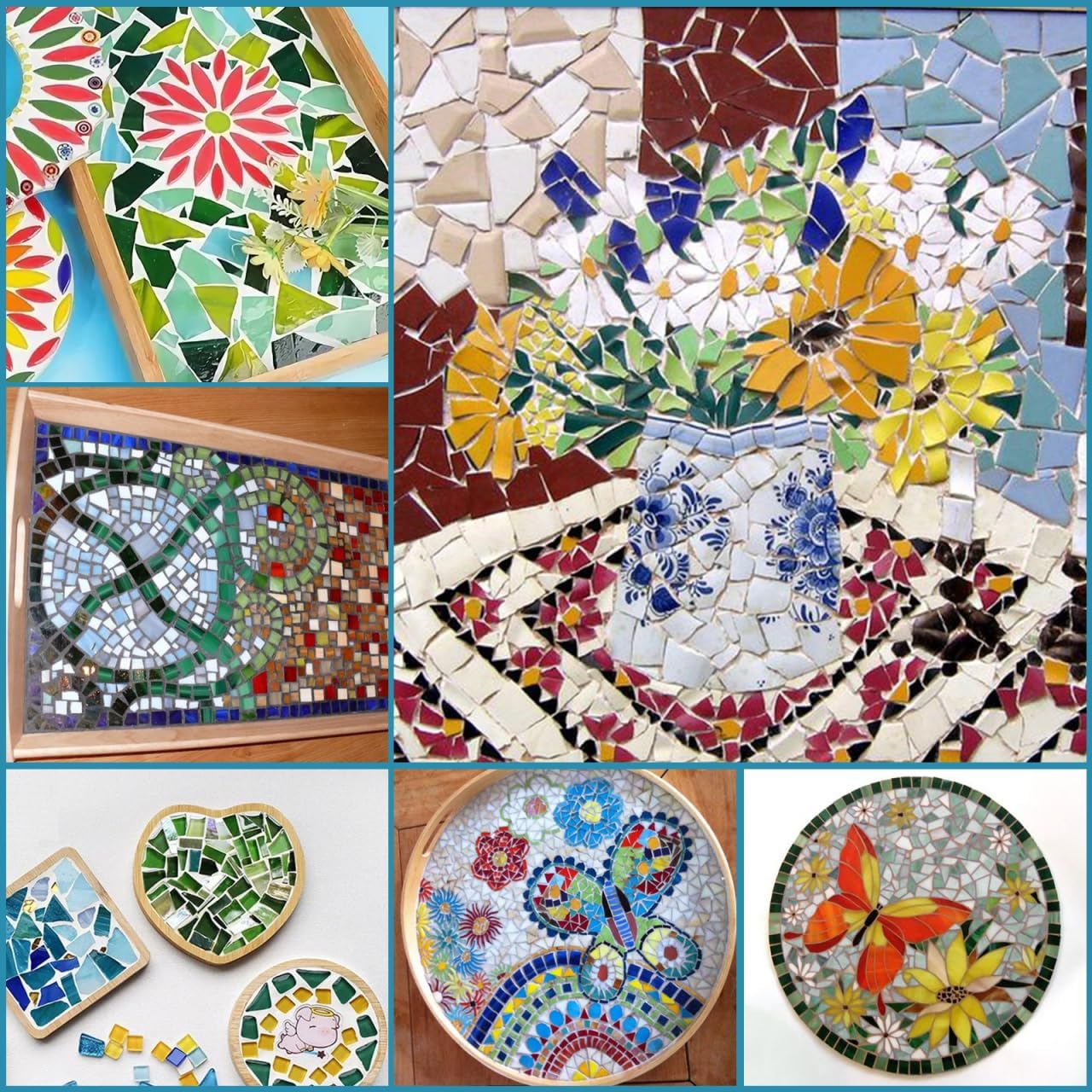 Solustre Ceramic Mosaic Tiles Irregular Shape Green Mixed 200g Pack