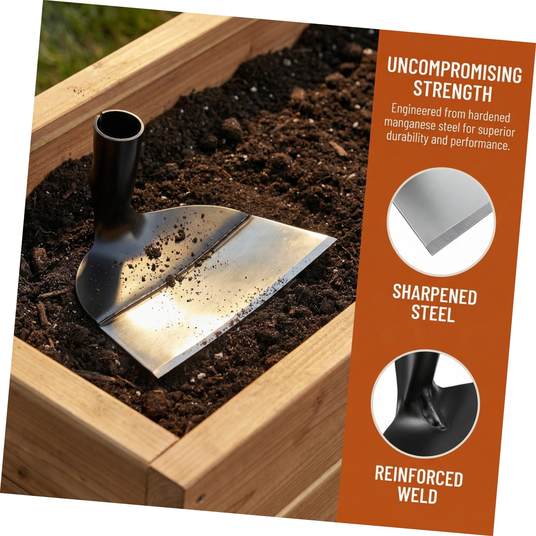 Attrezzo Manuale da Giardino in Acciaio per Diserbo e Dissodamento, da Giardinaggio Resistente 23,5 Cm senza Manico, Utensile per Lavori Agricoli e Cura del Terreno