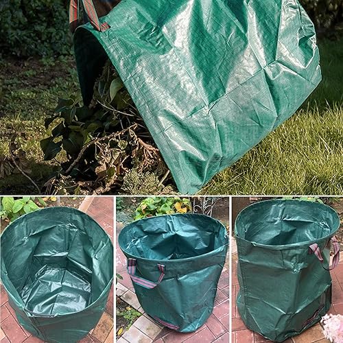 Miniatura 2 de IWNTWY Paquete de 2 bolsas de 32 galones, bolsas de basura reutilizables para patio, bolsas de césped plegables resistentes con 4 asas, bolsa de