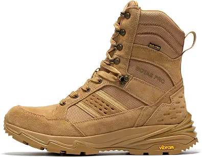 ROCKROOSTER Men's 8 Inch Lace Up Lightweight Military Boots, Non-Slip Brown Water-Resistant Hiking Boots for Men