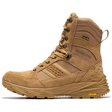 ROCKROOSTER Mens 8 Inch Lace Up Lightweight Military Boots, Non-Slip Brown Comfortable Water-resistant Hiking Boots for Men