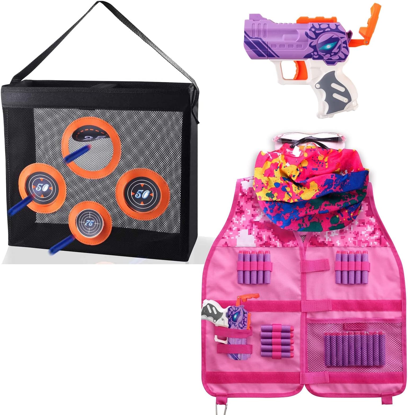 Hely Cancy Portable Shooting Target Toys & Girls Tactical Vest with Blaster
