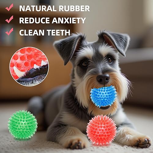 Miniatura 10 de Pelotas chirriantes resistentes de 4.5 pulgadas, juguetes para perros medianos y grandes, paquete de 4 juguetes indestructibles para perros