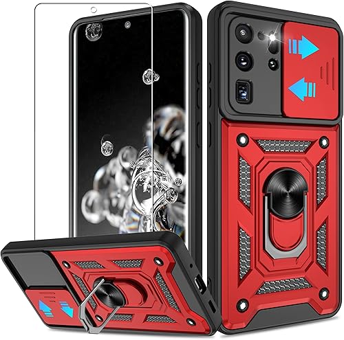 Miniatura 8 de ATUMP Funda para Samsung Galaxy S20 Ultra con protector de pantalla HD con cubierta para cámara deslizante, soporte de anillo de rotación de 360