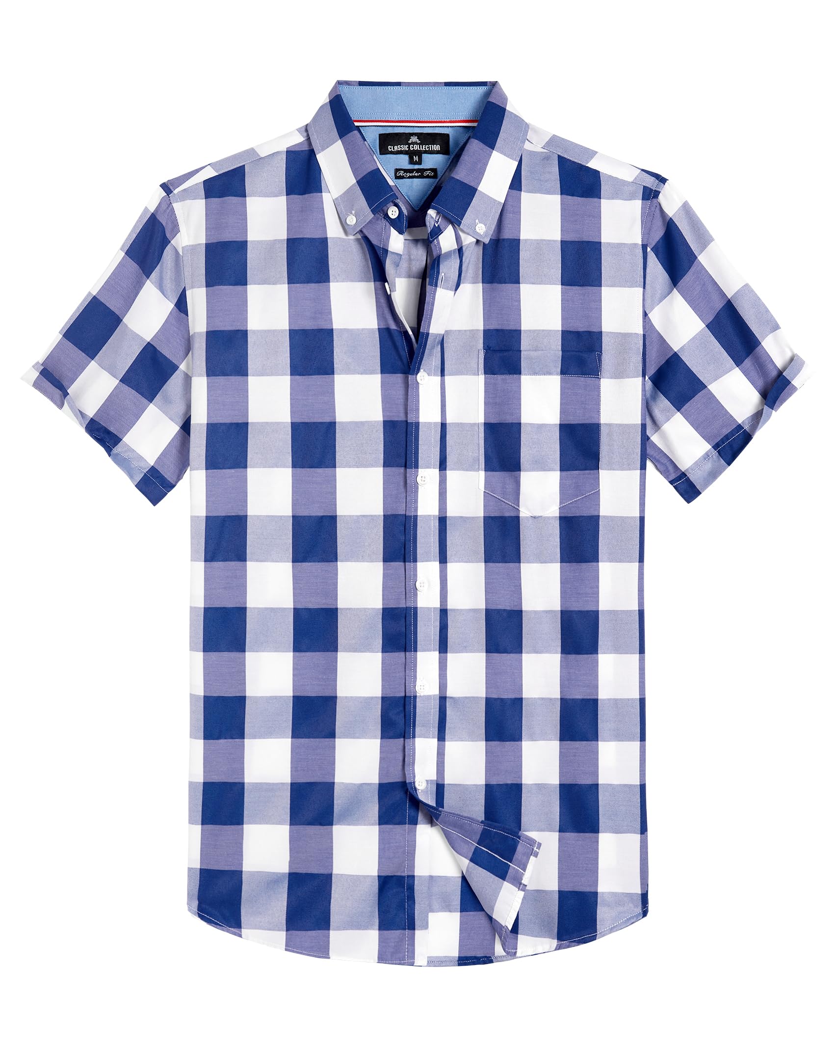 Alimens &amp; Gentle Plaid Mens Short Sleeve Button Down Shirts with Pocket
