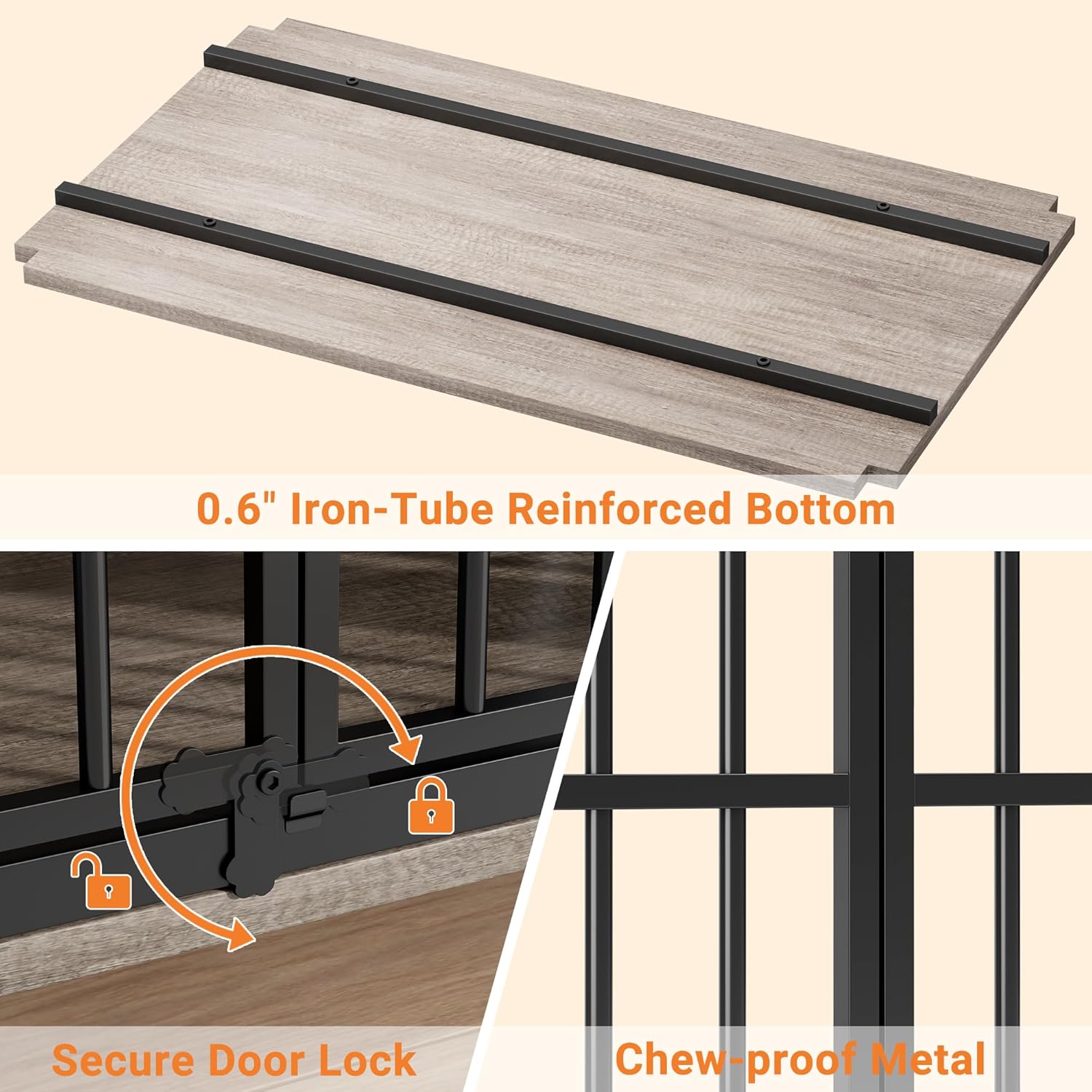 31.5" Dog Crate Furniture, Wooden Dog Kennel Indoor with 360° Rotating Feeder and 2 Adjustable Bowls, Decorative Side End Table Dog Cage for Medium and Small Dogs, Grey