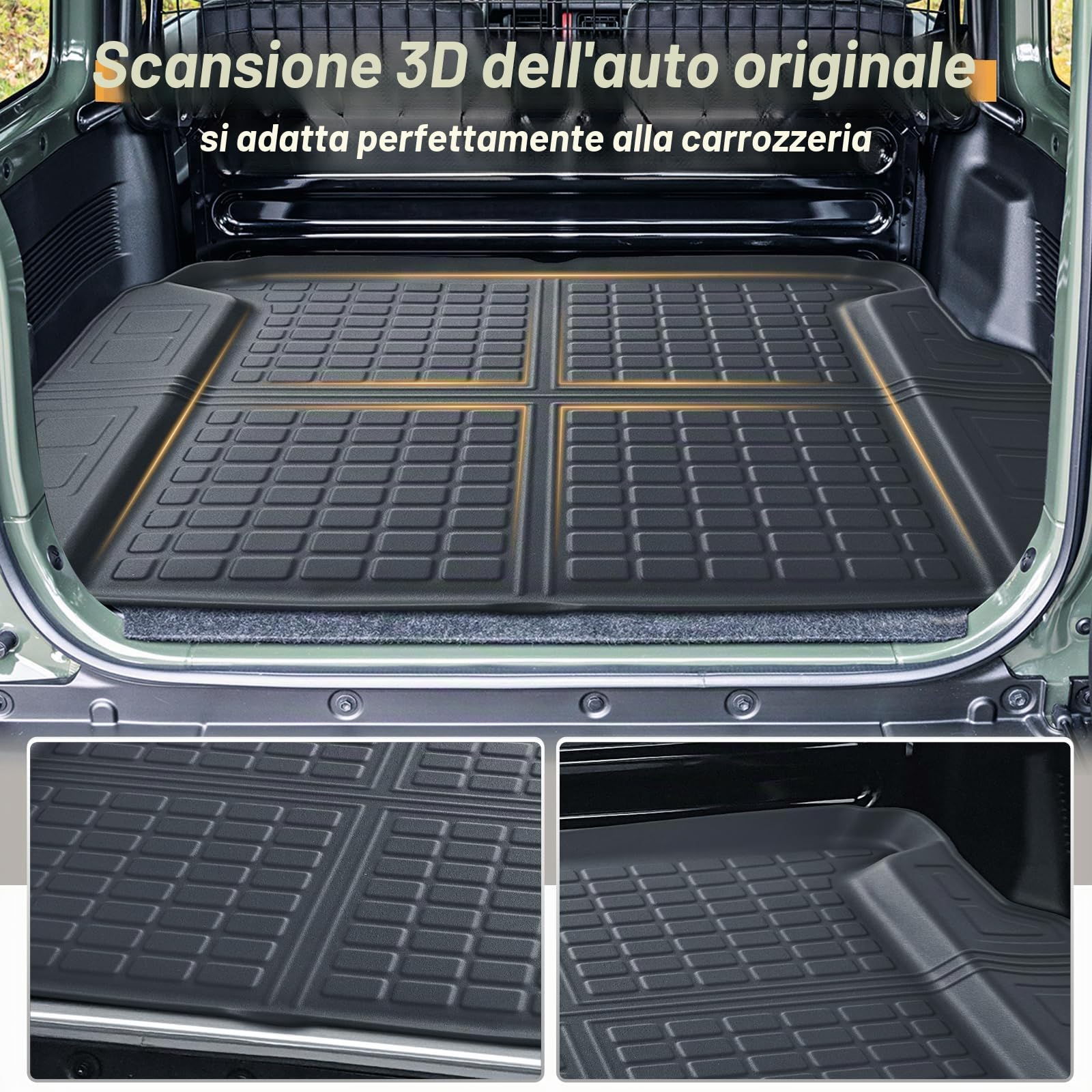 ECOZEN Vasca Baule Suzuki Jimny PRO JB64/JB74 2021-2025 3D Specifica In TPE Proteggi Bagagliaio auto Jimny Tappetino del bagagliaio con bordino rialzato resistente impermeabile tutte le stagioni