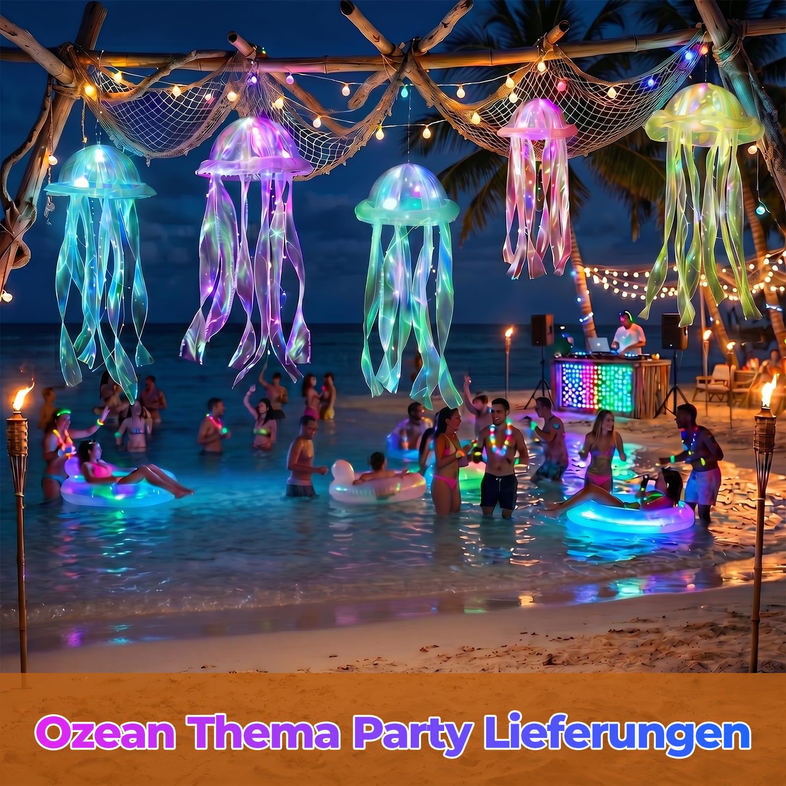 10er Quallendeko Hängend, Quallenlaternen für Unterwasser Deko | Für Meerjungfrau Party, Baby Shower und Kinderzimmer. Dekorative Hängedeko mit schwebendem Atmosphäreneffekt