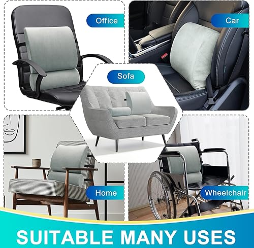 Miniatura 8 de urnexttour Almohada de apoyo lumbar para silla de oficina, automóvil, almohada de espuma viscoelástica con diseño convexo para aliviar el dolor de