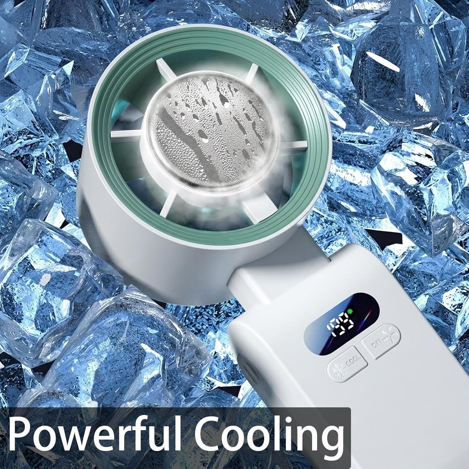 Portable Turbo Fan, Personal Handheld Cooling Fan with Ice Cooling Pad, 199 Speeds 3 in 1 Small Desk Neck Fan, For Travel and Office Use, With Lanyard Data Cable (Purple)