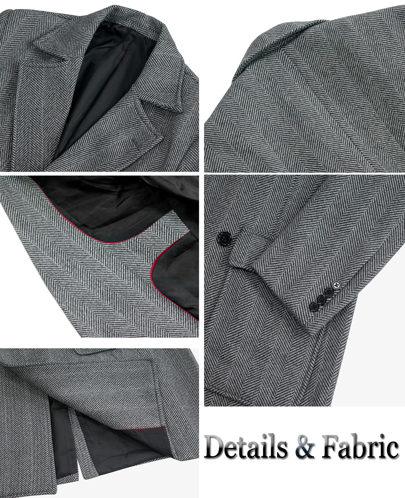 Cappotto da uomo in misto lana a spina di pesce in tweed cappotto slim fit doppio petto con risvolto a punta Trench Jacket