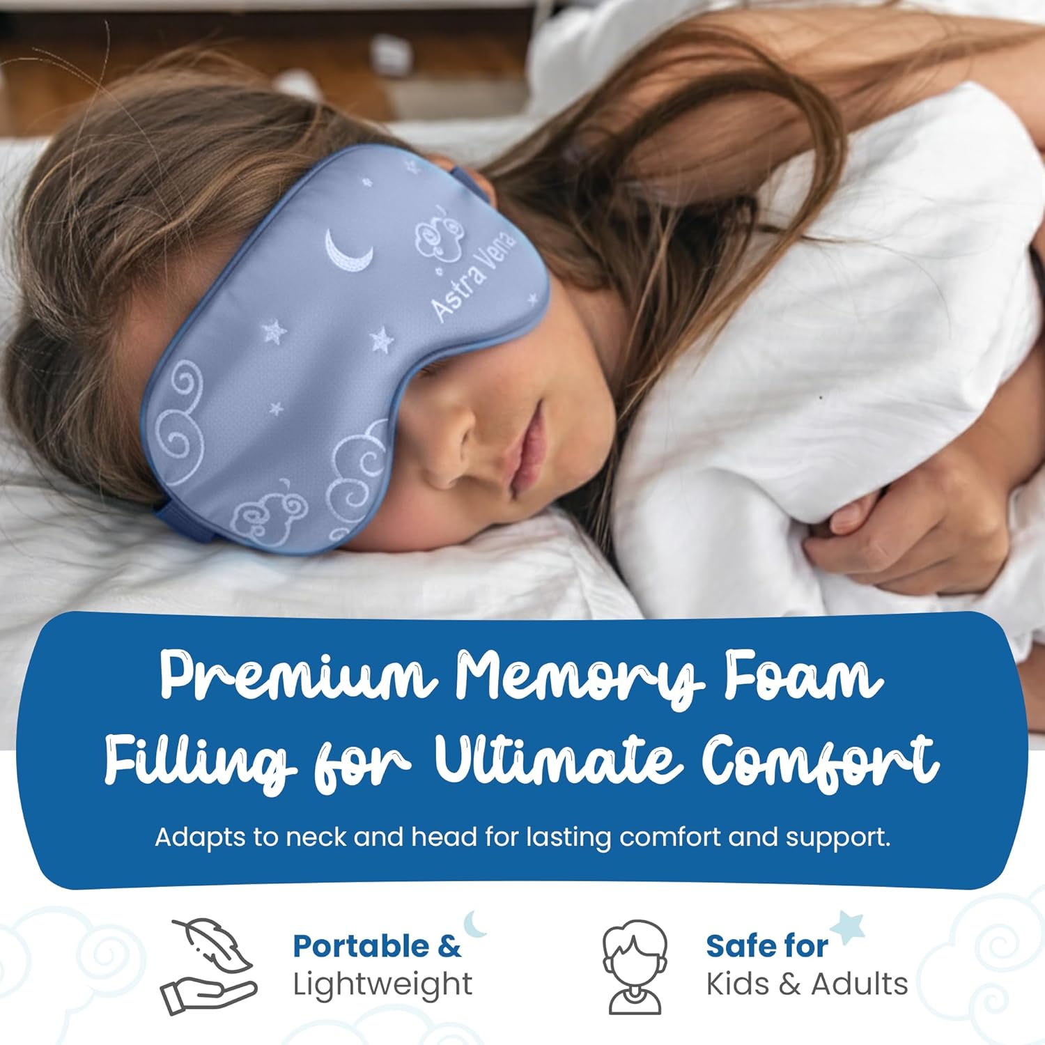 Child Travel Sleep Mask and Pillow Set - 2 in 1 Cute Character Design for Kids Rest, Naps and Relaxation. Soft Comfort with Bag Cover, Perfect for Flights, Car Trips 33cm (Blue) - Image 4