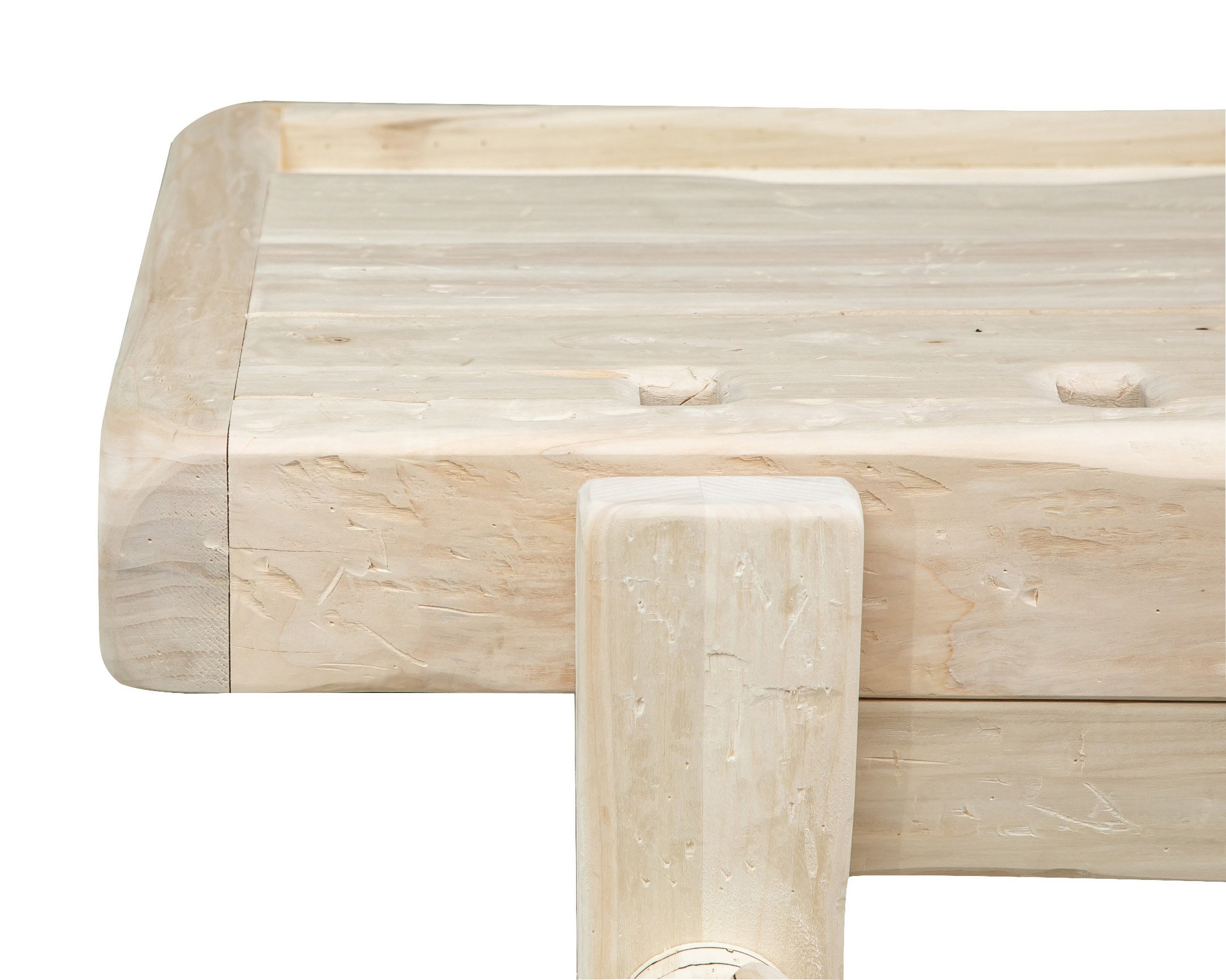 Biscottini Banco Tavolo da lavoro Country in legno massello di tiglio finitura grezza L 116 x PR 63 x H 90 cm Made in Italy, fedele riproduzione di un antico ed originale Banco da Falegname