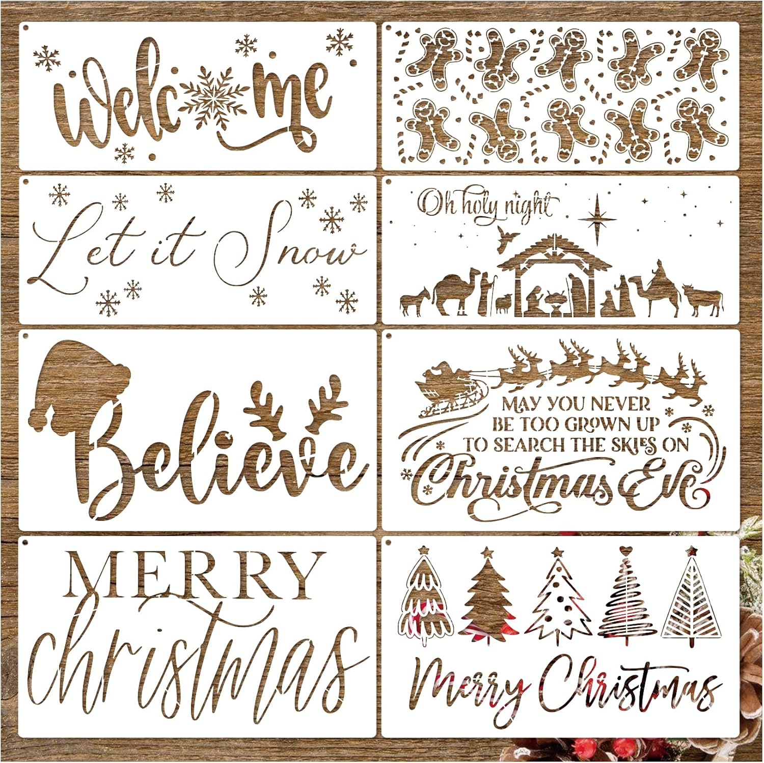 Christmas Stencils for Painting on Wood Reusable Large