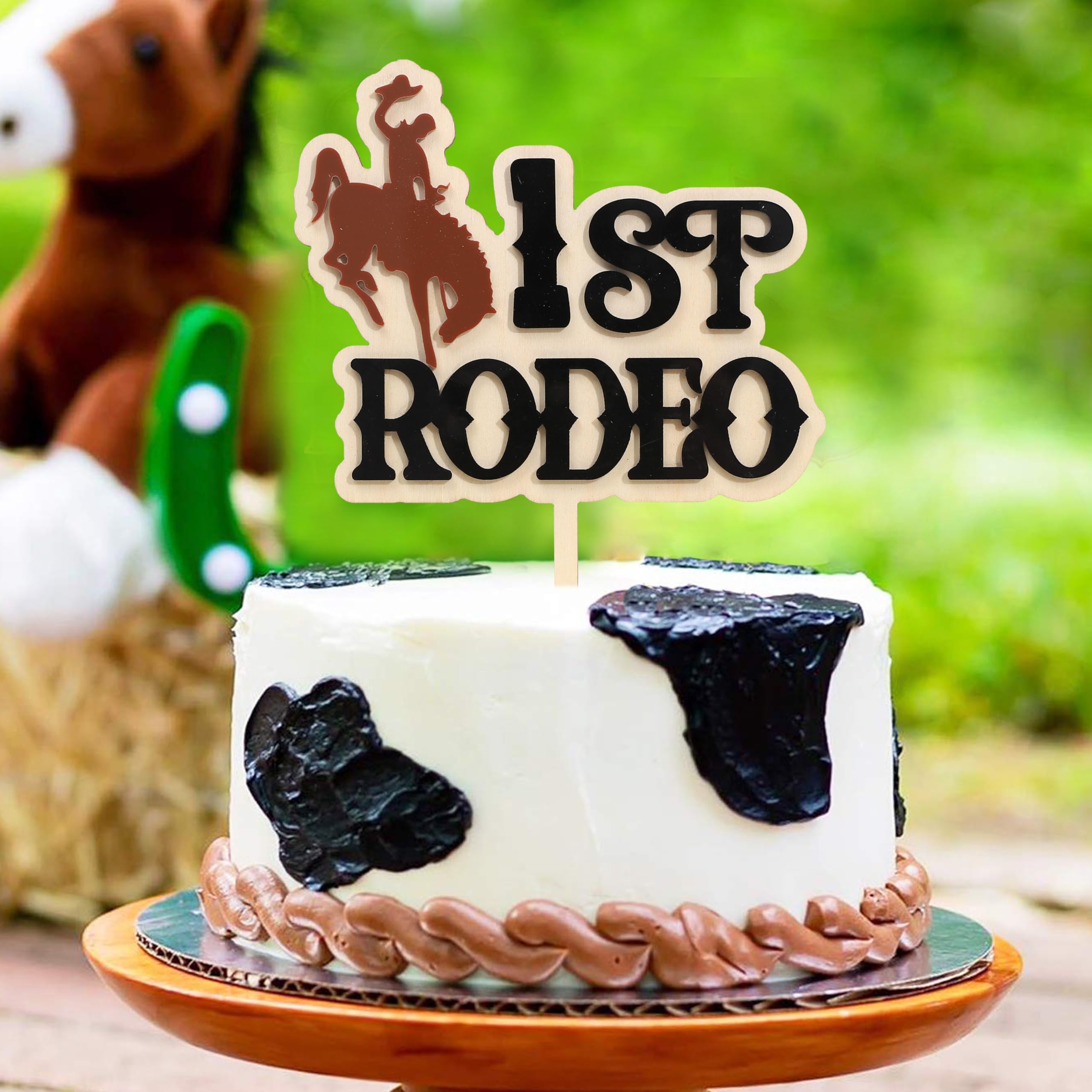 1st Rodeo Cake Topper | Wooden & Acrylic Western Birthday Decor For 1st Birthday, Baby Shower, Smash Cake