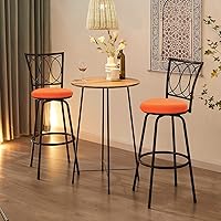 Vista 2 de Deisy Dee 4 fundas de asiento redondas para taburetes de bar, fundas elásticas para sillas redondas de 13 a 16 pulgadas (naranja)