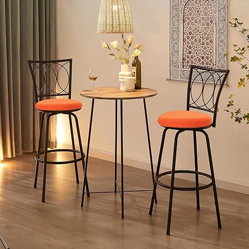 Miniatura 2 de Deisy Dee 4 fundas de asiento redondas para taburetes de bar, fundas elásticas para sillas redondas de 13 a 16 pulgadas (naranja)