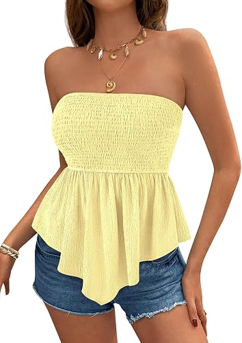 PRETTYGARDEN Women's Tube Top - Yellow