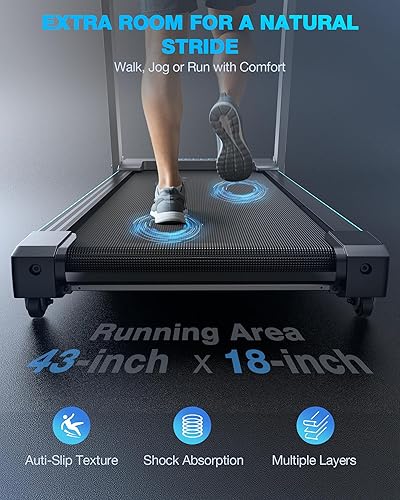 Miniatura 5 de WELLFIT - Caminadora plegable con inclinación automática - Alfombrilla de caminar de escritorio con inclinación del 10%, barra de agarre, capacidad