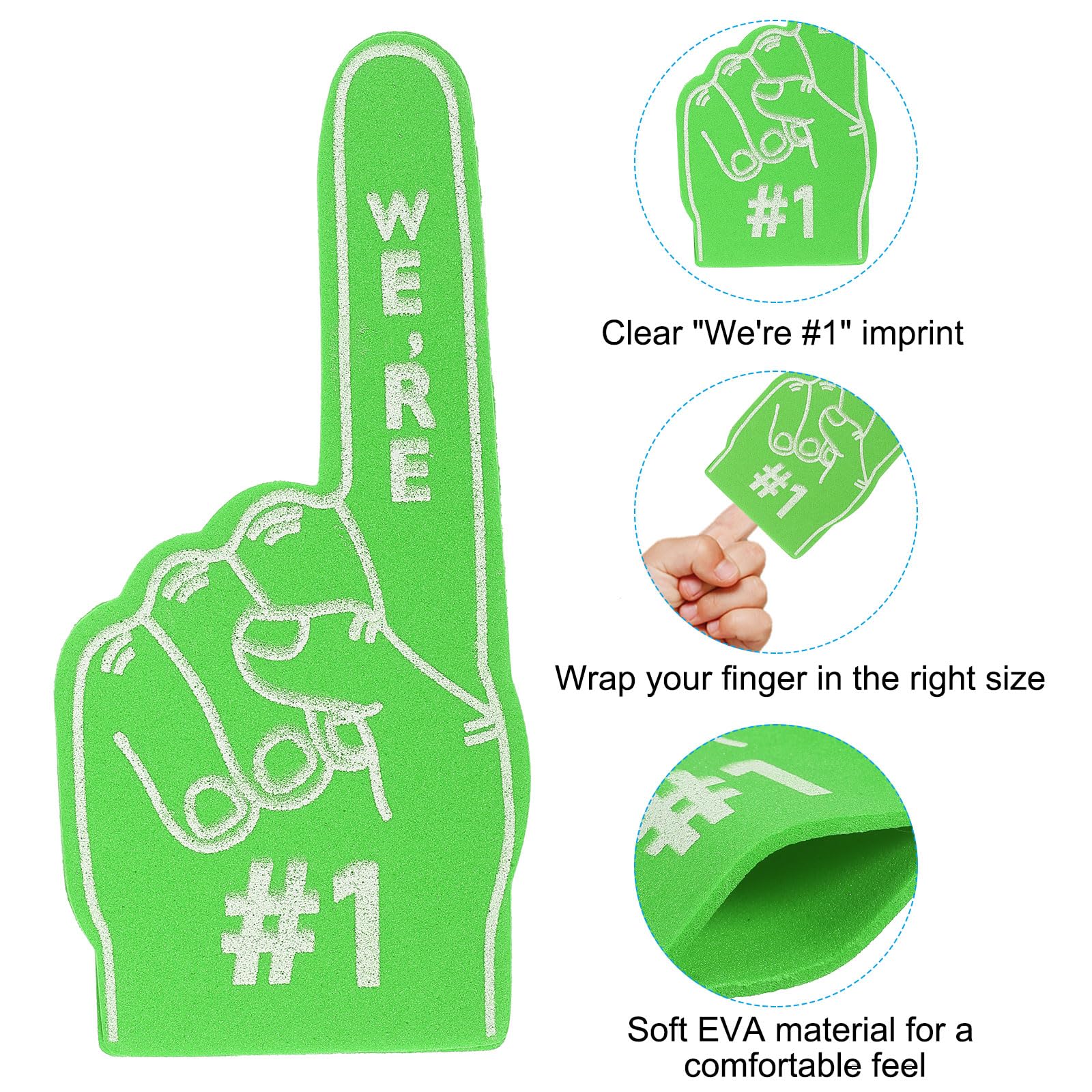 PATIKIL Mini Foam Fingers 5.1 Inch, 48 Pack We're #1,let's go! Cheerleading Foam Finger for Sports Fan Events Games Party Favors Green - Image 3