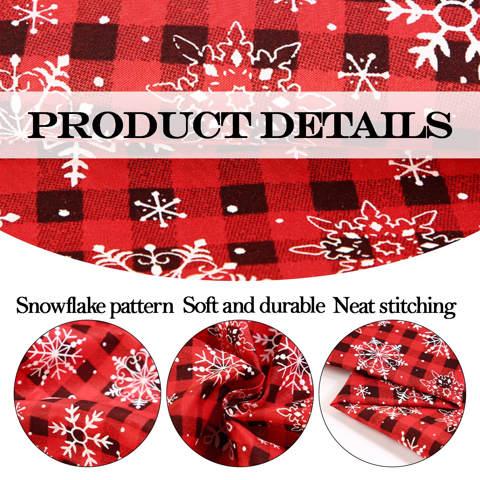 148 cm × 2 Yards tessuto fiocchi di neve rosso tessuto natalizio tessuto a quadri per cucito, tessuto con fiocchi di neve, tessuto a scacchi di Natale, per confezioni regalo, fiocchi fai da te