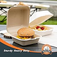 Vista 4 de To Go Contenedores desechables – 6 x 6 pulgadas, 50 unidades de contenedores de comida para llevar con cubierta blanca para llevar, 100%