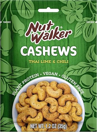 Nutwalkers Thai Lime & Chili Cashew Nuts, 1.2 oz 35 g x 6 Bags