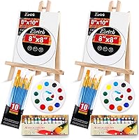 ESRICH 52-Piece Acrylic Paint Canvas Set with 2 Wood Easels, 24 Colors, Brushes, Palettes & Round Canvases - Ideal for Kids, Beginners & Artists