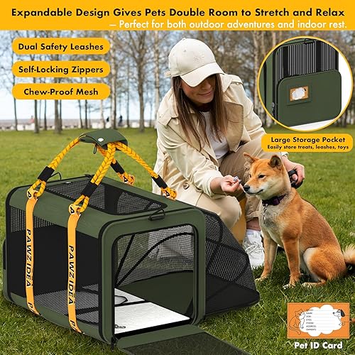 Vista 28 de PAWZIDEA Transportador de mascotas expandible aprobado por aerolíneas, transportador de perros pequeños de 18 x 11 x 11 pulgadas, transportador