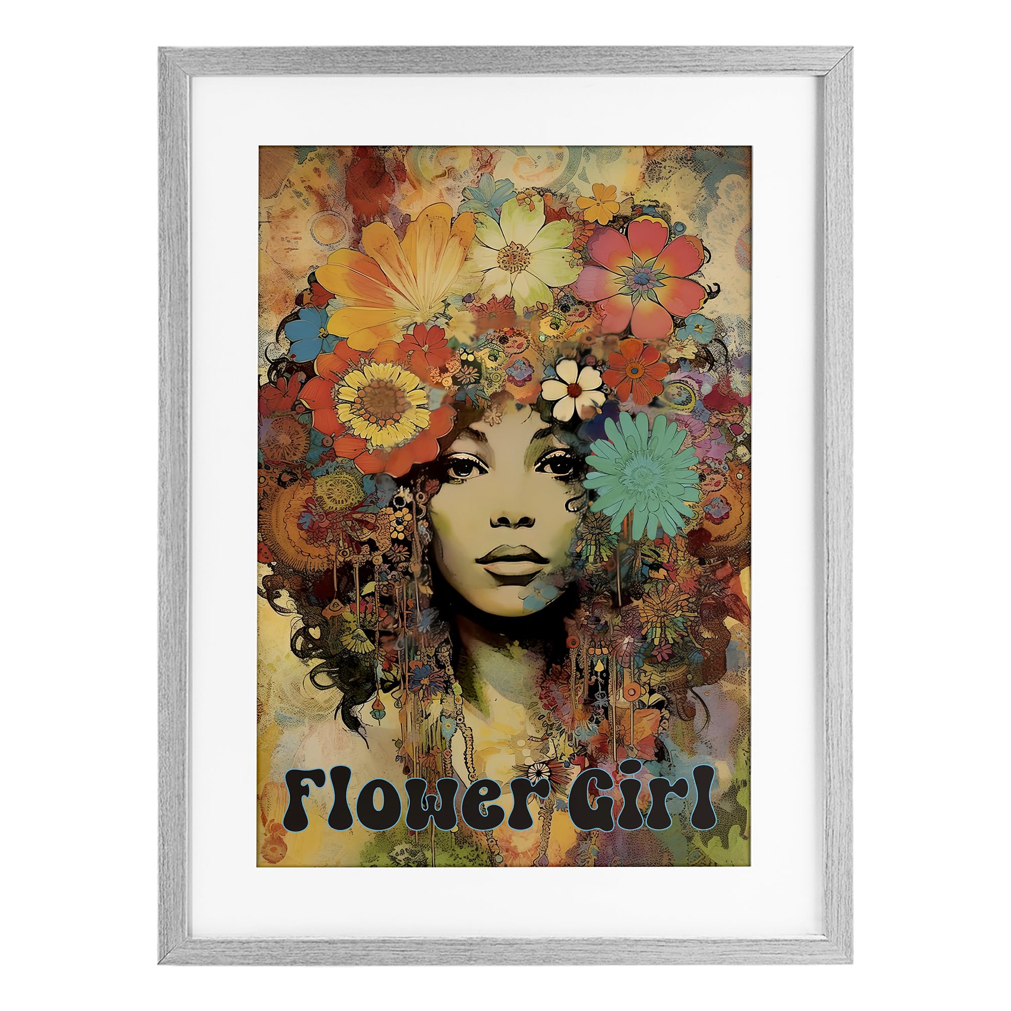 Affiche Flower Girl grise Stupell pour décorer un bureau cocooning