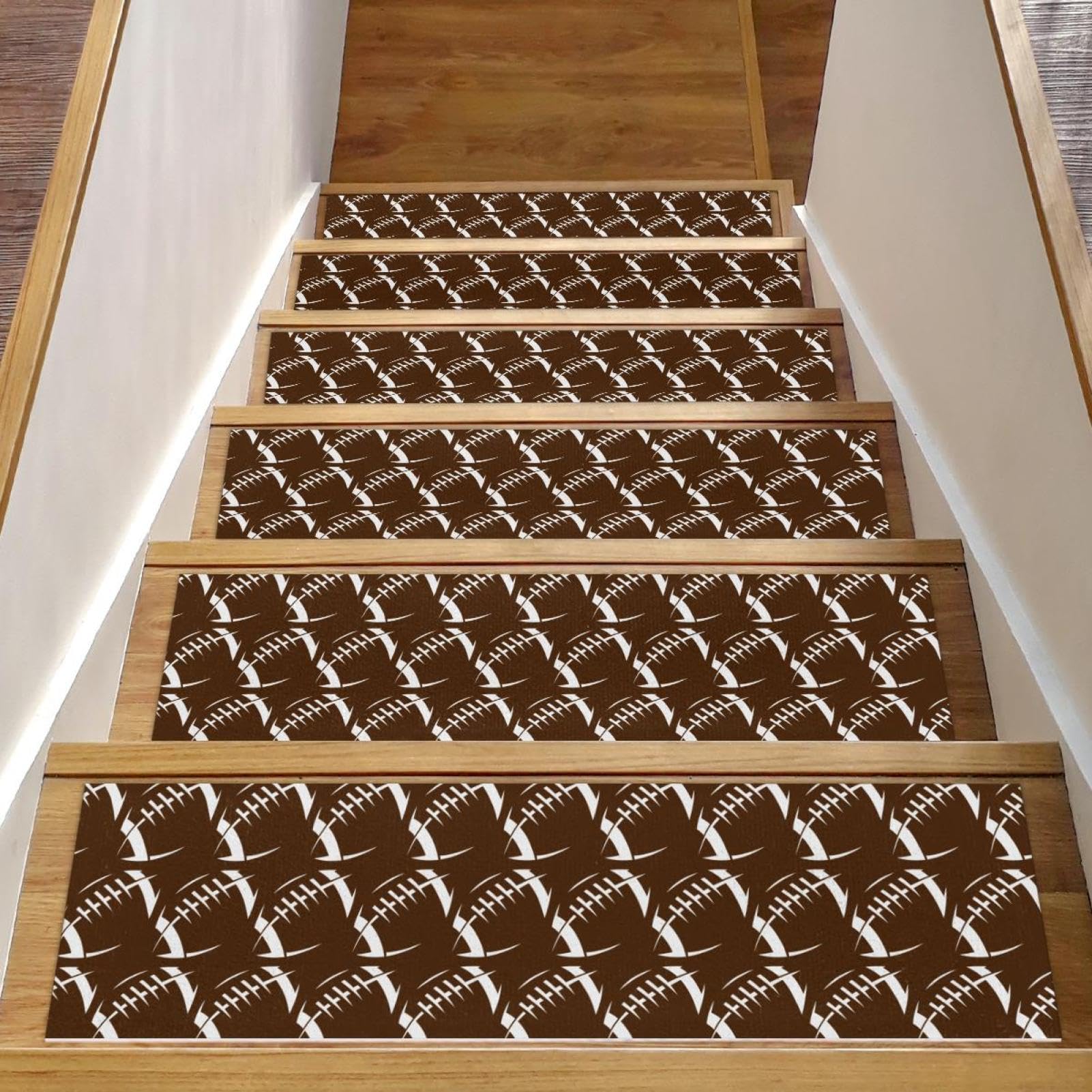 Tapis d'escalier antidérapant pour marches en bois lot de 15 football