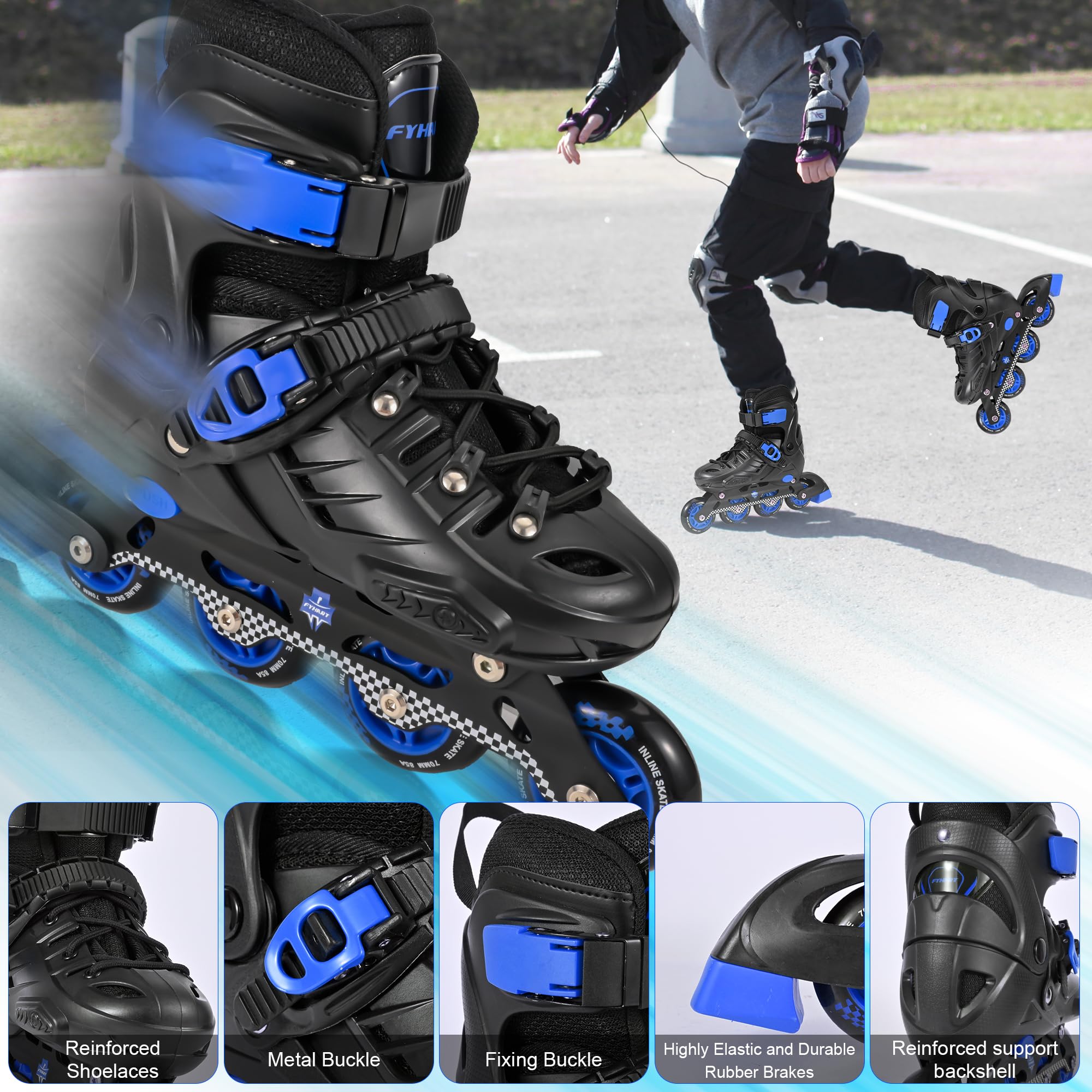 Patins en Ligne pour Enfants garçons Ajustables, Patins à roulettes, Filles et Jeunes Enfants, Patins à roulettes pour Enfants pour l'intérieur et l'extérieur