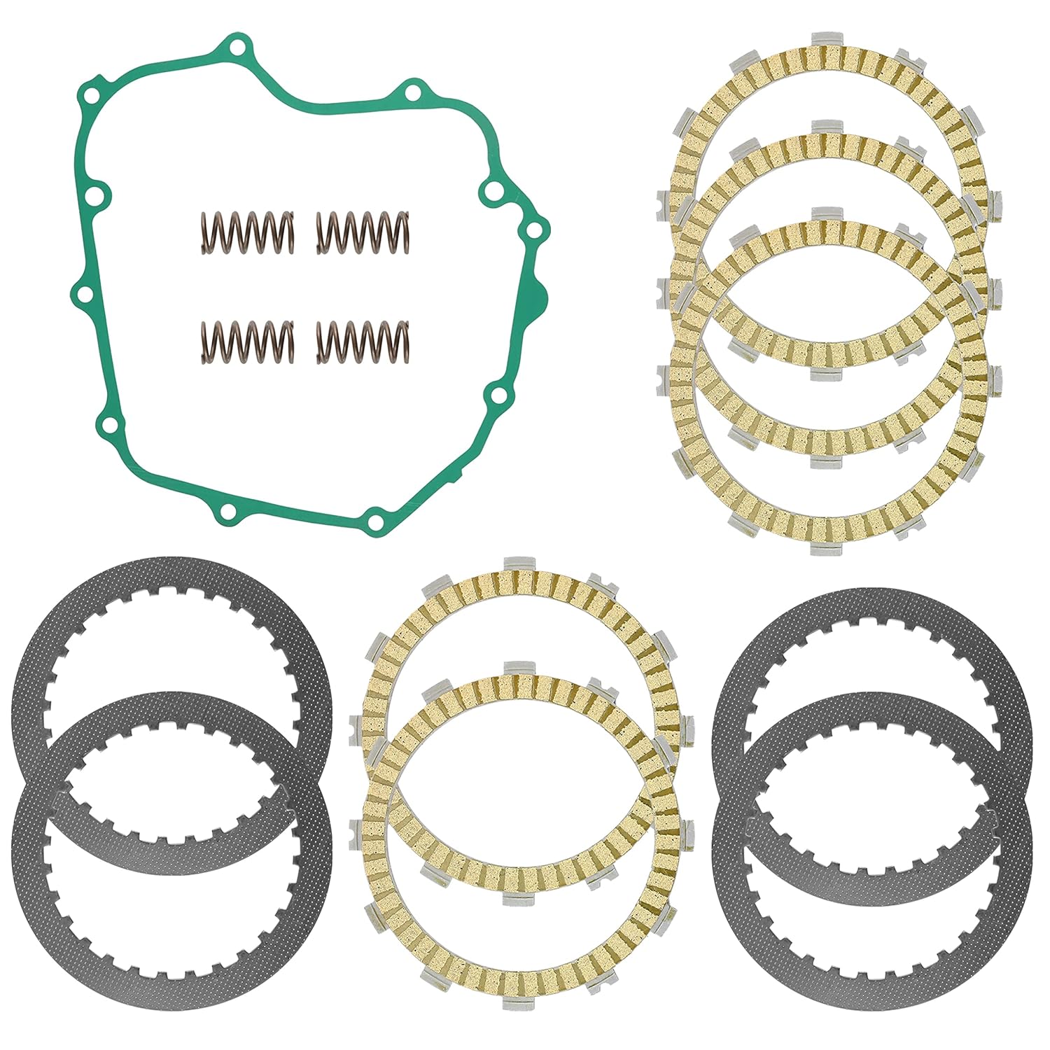 Caltric Clutch Friction Steel Plates Gasket Kit Compatible with Kawasaki Ninja 250R EX250 2008 2009 2010 2011 2012