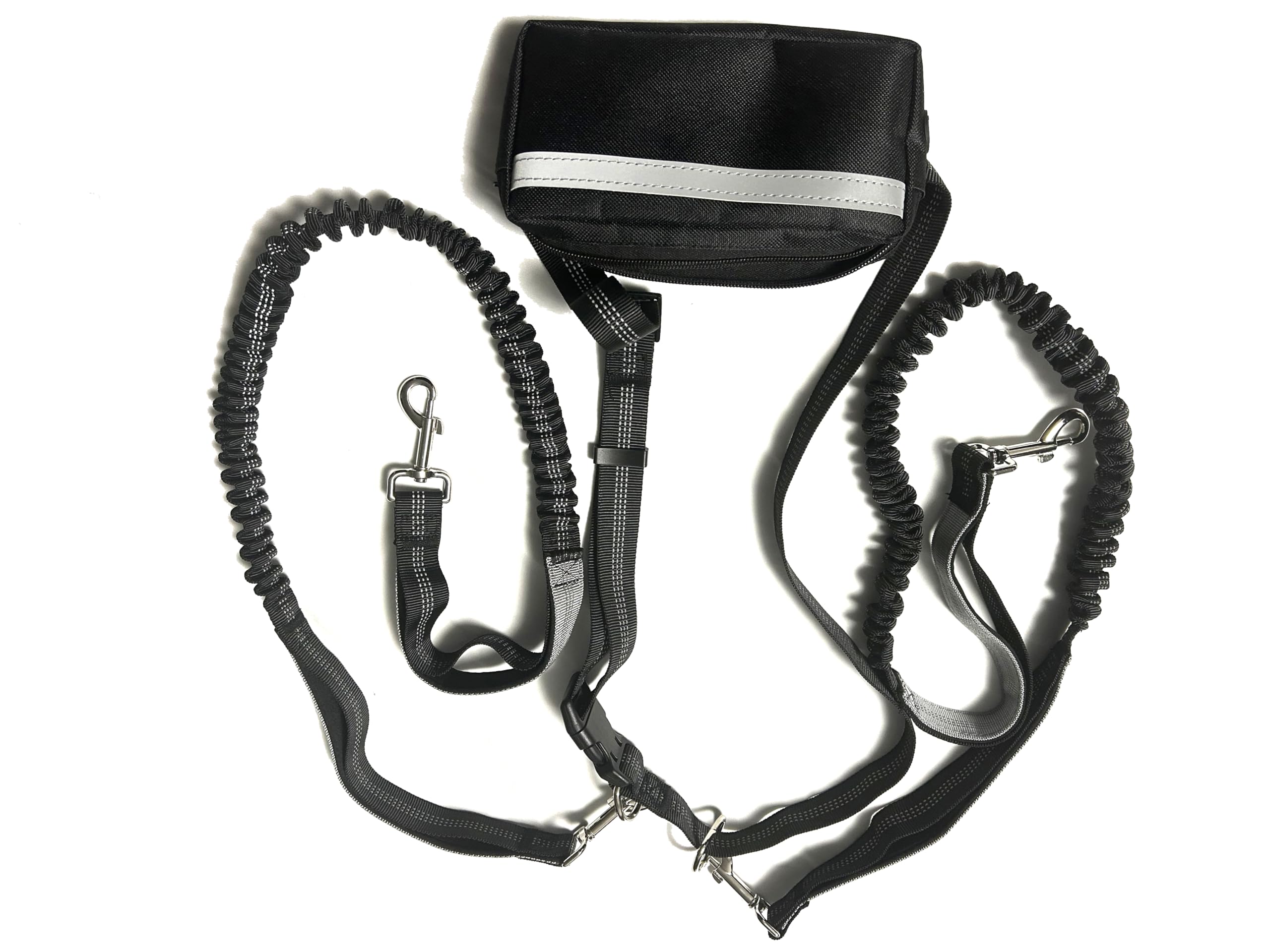 Retractable Hands Free Dog Leash with Waist Pouch,Retractable Bungee with Double Padded Handles,Waist Leash for Walking,Jogging and Running Your Dog (2 Dogs)