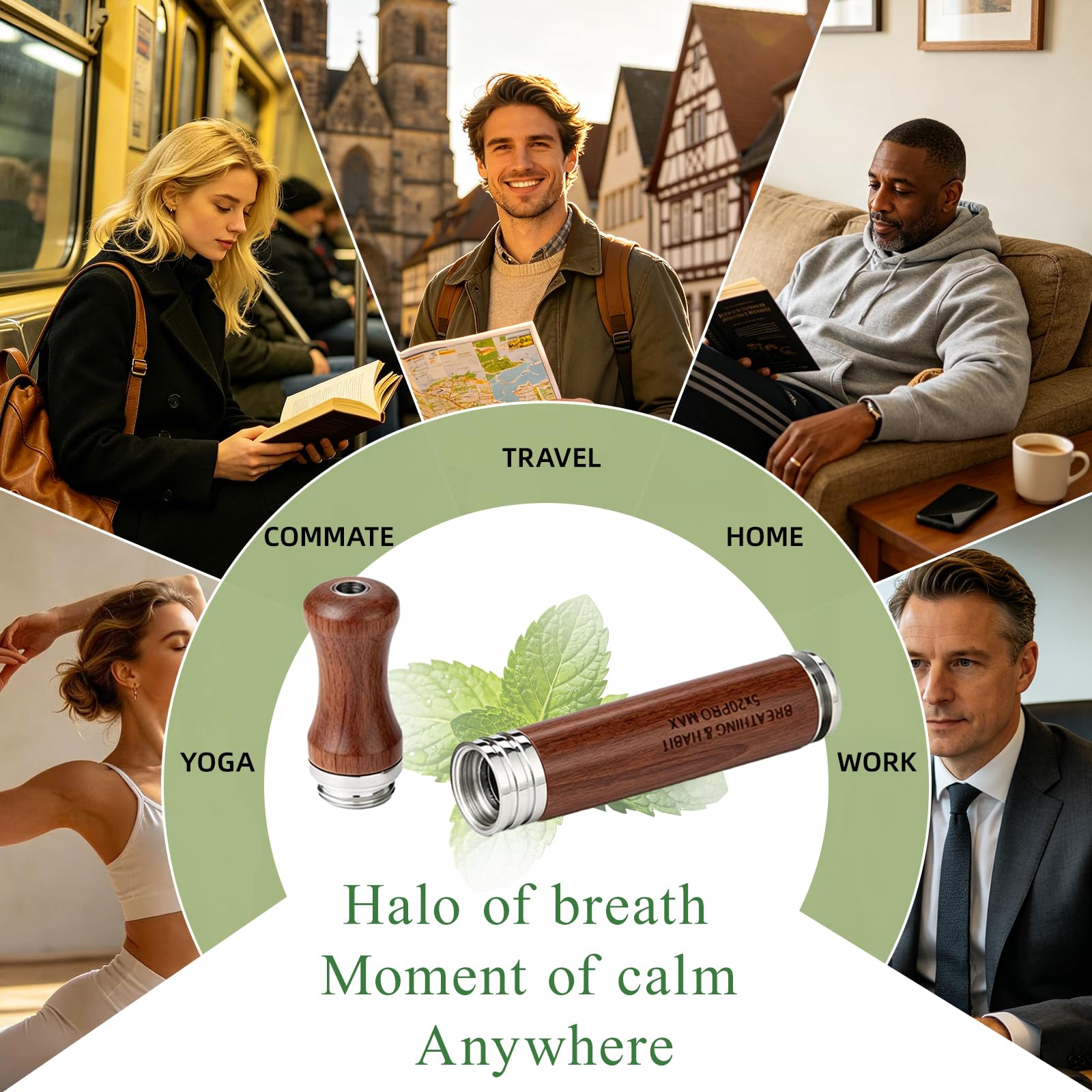 Pezzo Collana di Respirazione,Perfetta per la Meditazione e l'Esercizio Respiratorio Collana di Respirazione per Lo Stress, Unisex