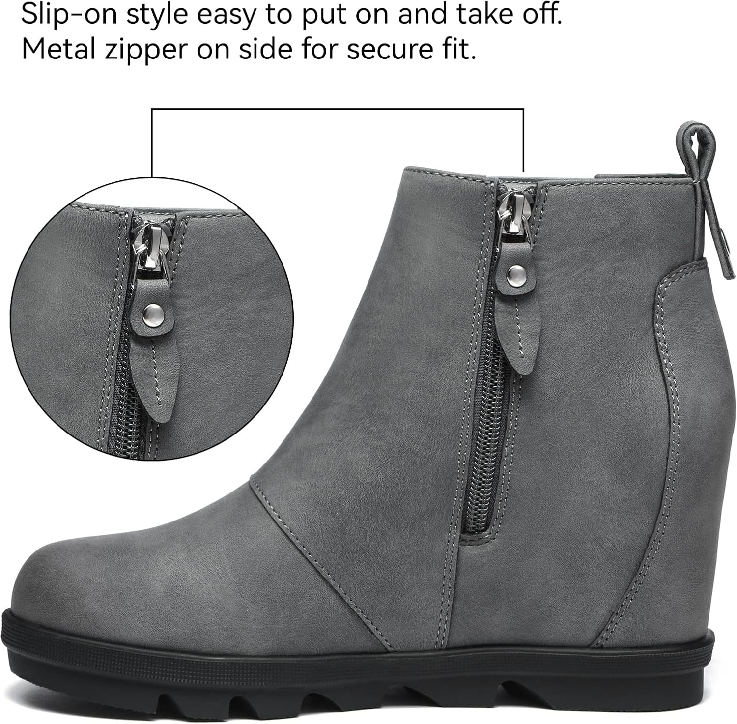 Athlefit Women's Wedge Boots Comfortable Ankle Wedge Booties