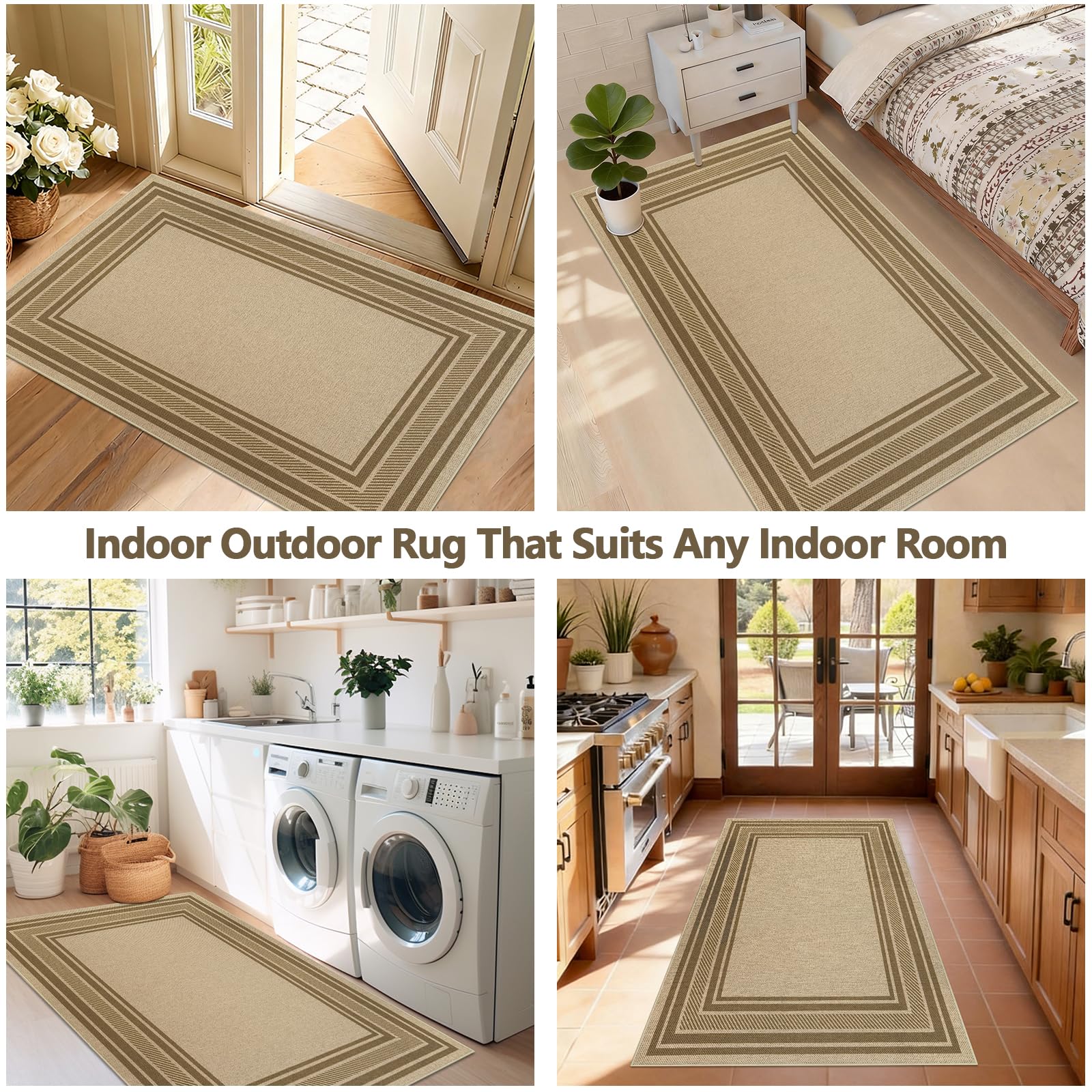 Famibay Alfombra Pasillo 80x150cm Alfombra Yute Exterior Terraza Alfombras Cocina Lavable Antideslizante Natural para Entrada Dormitorio Lavandería Balcón Marrón