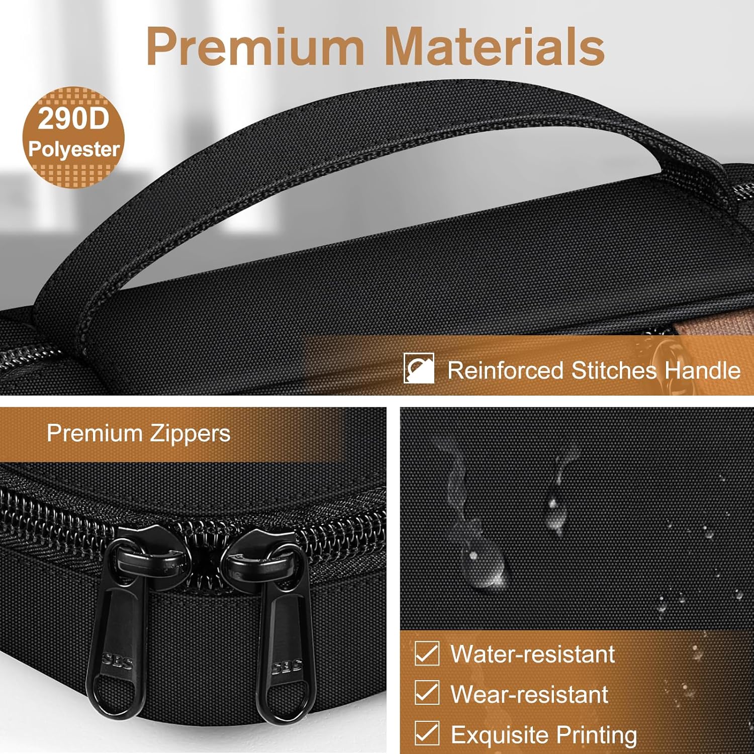 FINPAC Bible Cover, Carrying Book Case Church Bag Bible Protective with Handle and Zippered Pocket, Gift for Mother Lady Women Men, Black & Brown - Image 7